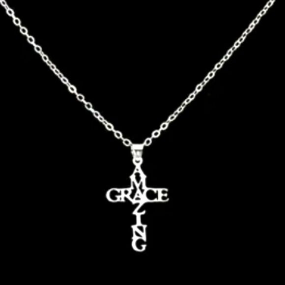 Source Unknown Jewelry - NEW AMAZING GRACE Dainty silver religious necklace women children jewelry